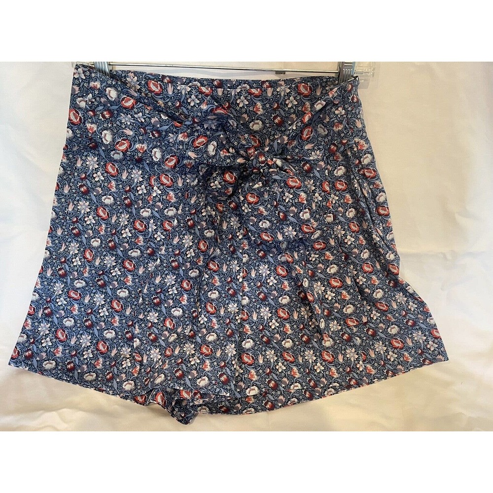 Antonio Melani Shorts Womens Sz 8 Blue Floral Attached Belt Casual High Rise